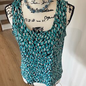 Chic Teal and Black Sleeveless Tank Top SIZE 10